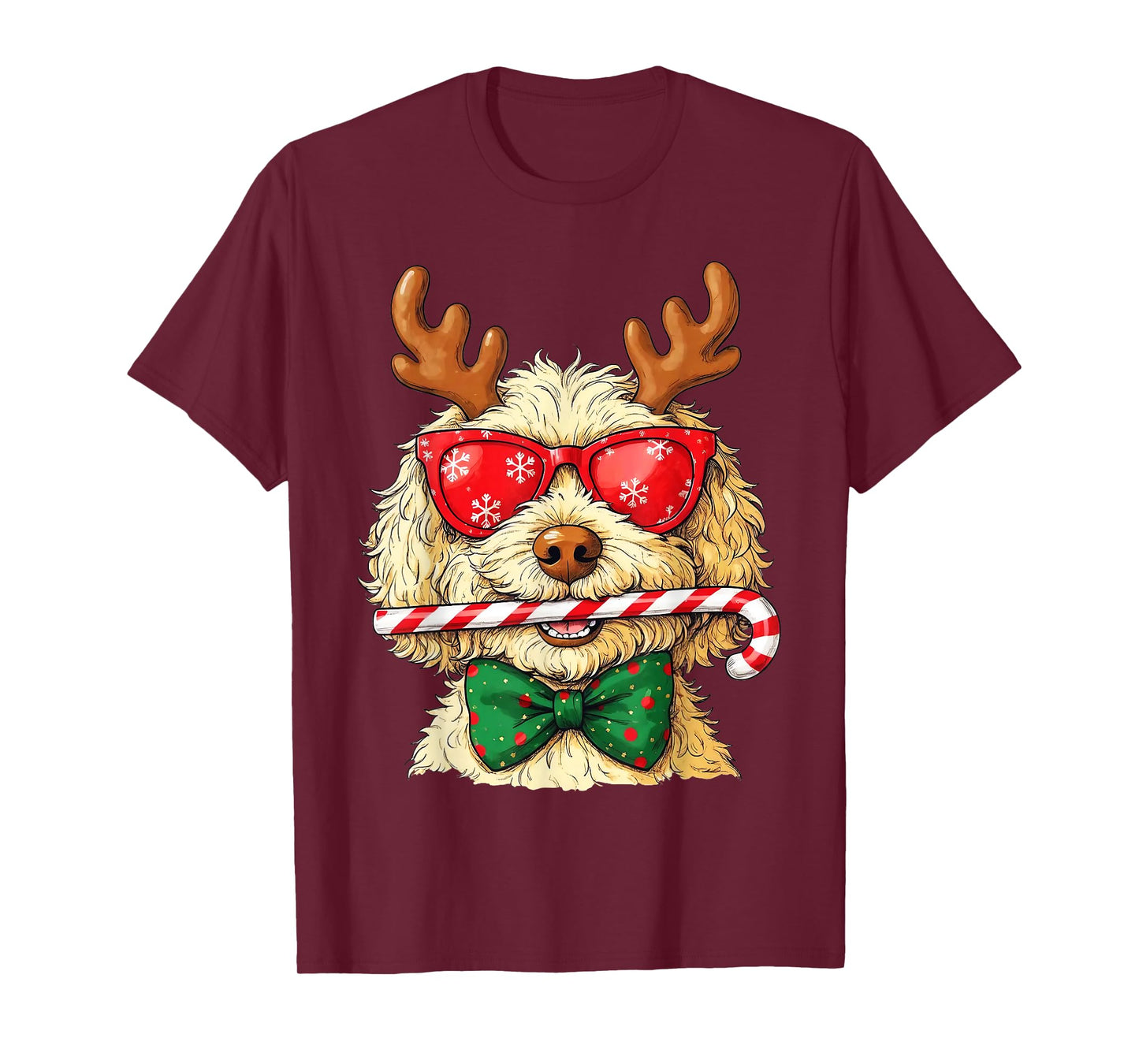 Golden Doodle Christmas Cute Candy Cane Reindoodle Dog T-Shirt