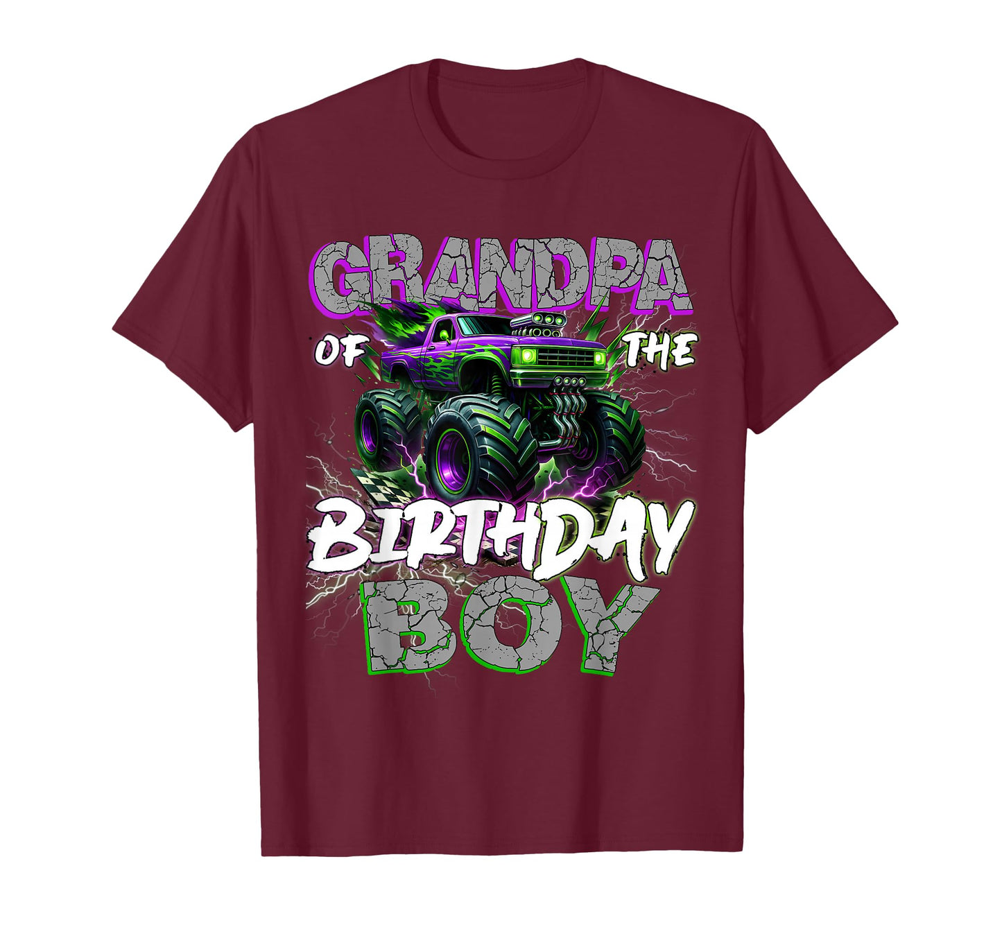 Grandpa Of The Birthday Monster Truck Family Matching Party T-Shirt