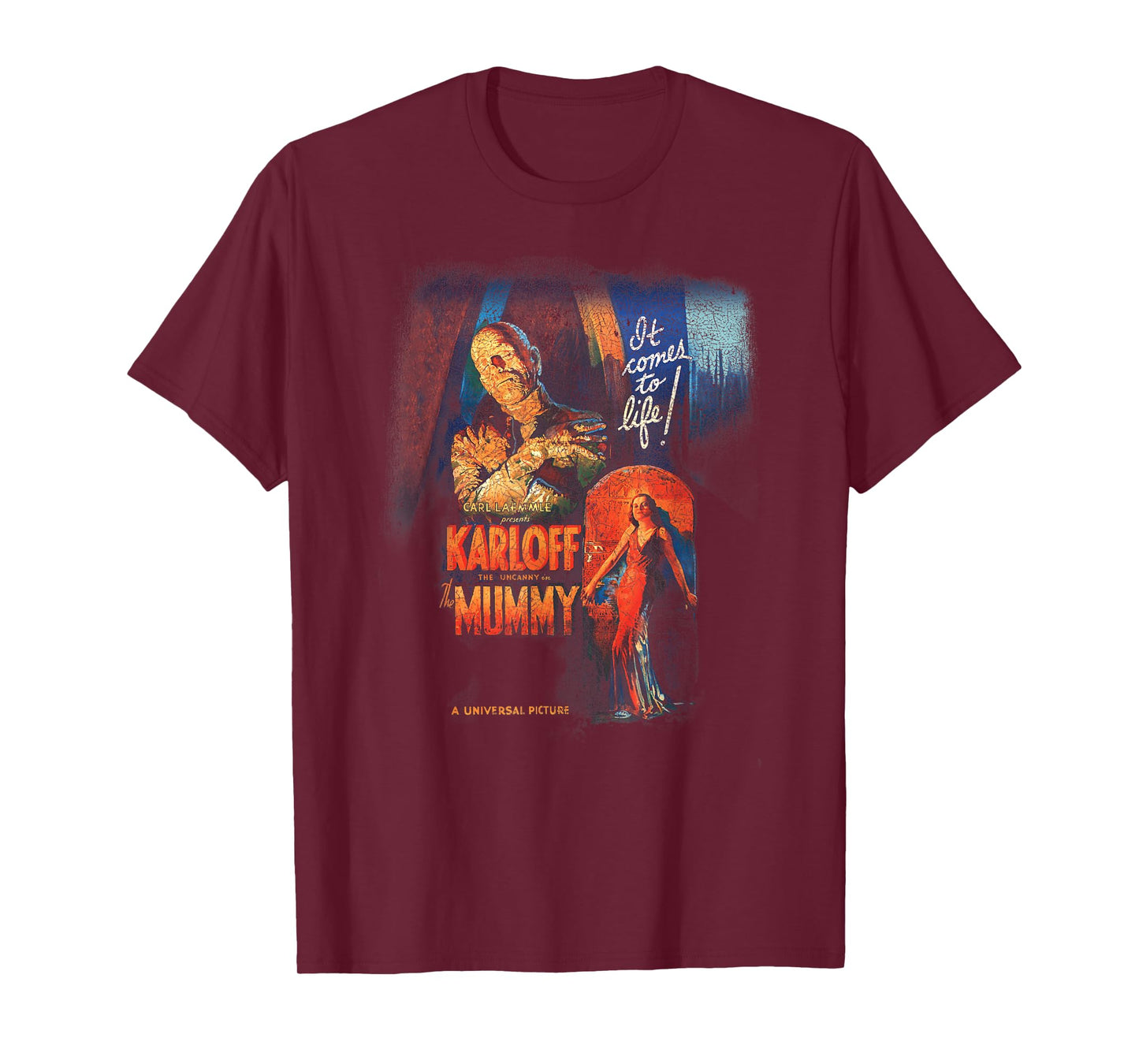 Universal Monsters Distressed The Mummy Movie Poster T-Shirt