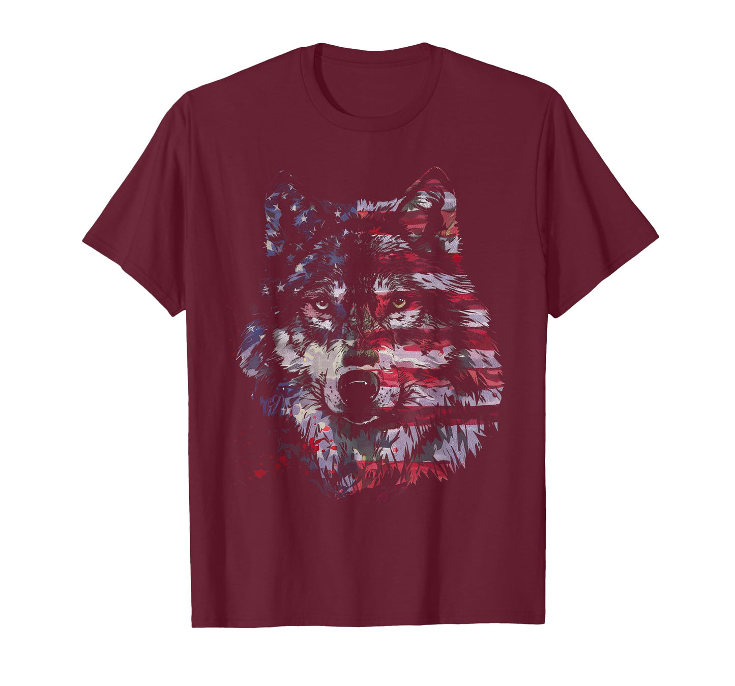 Wolf American Flag USA Patriotic Wolf Lover T-Shirt