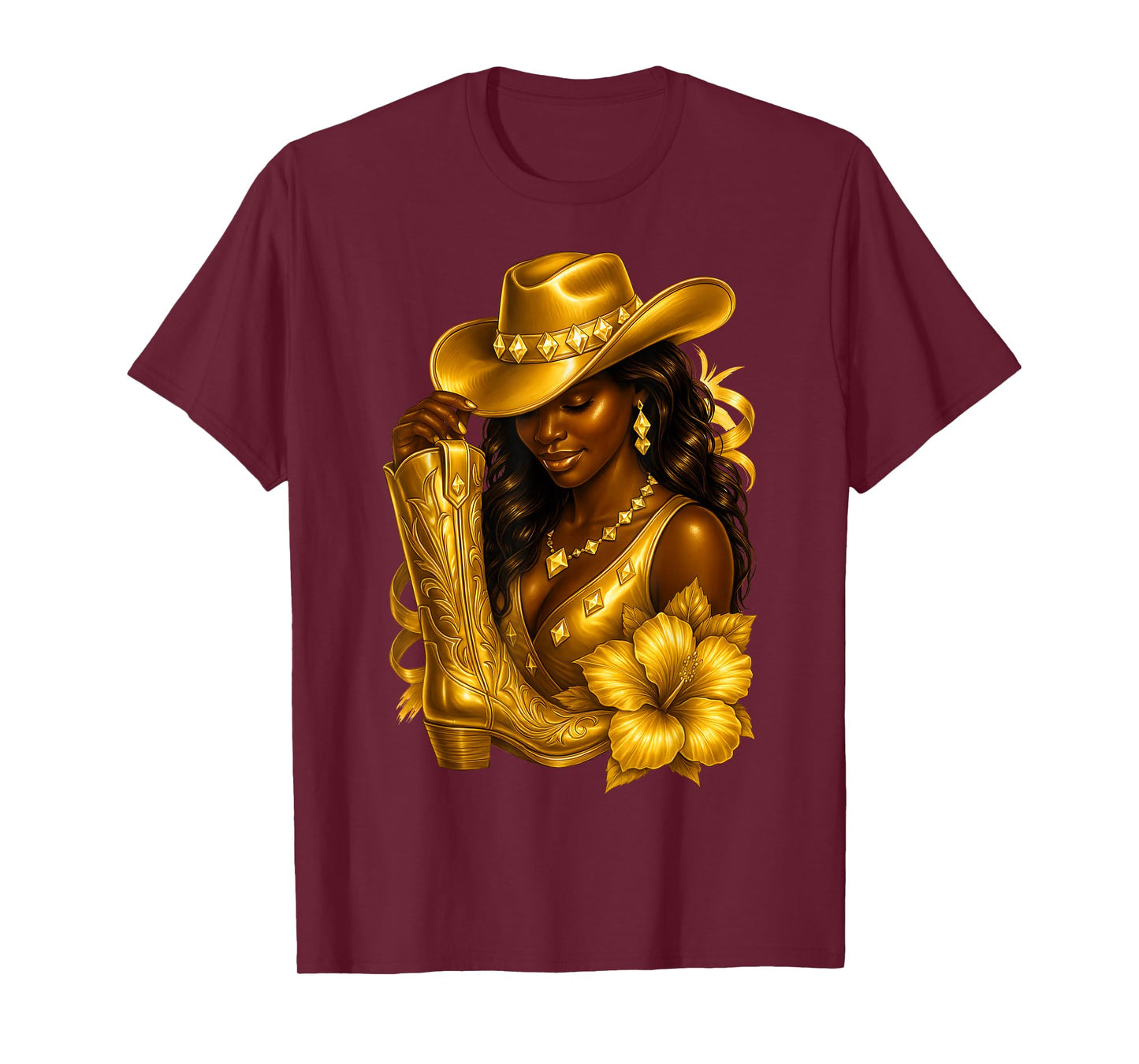 Black African American Glam Cowgirl Melanin Country Girls T-Shirt