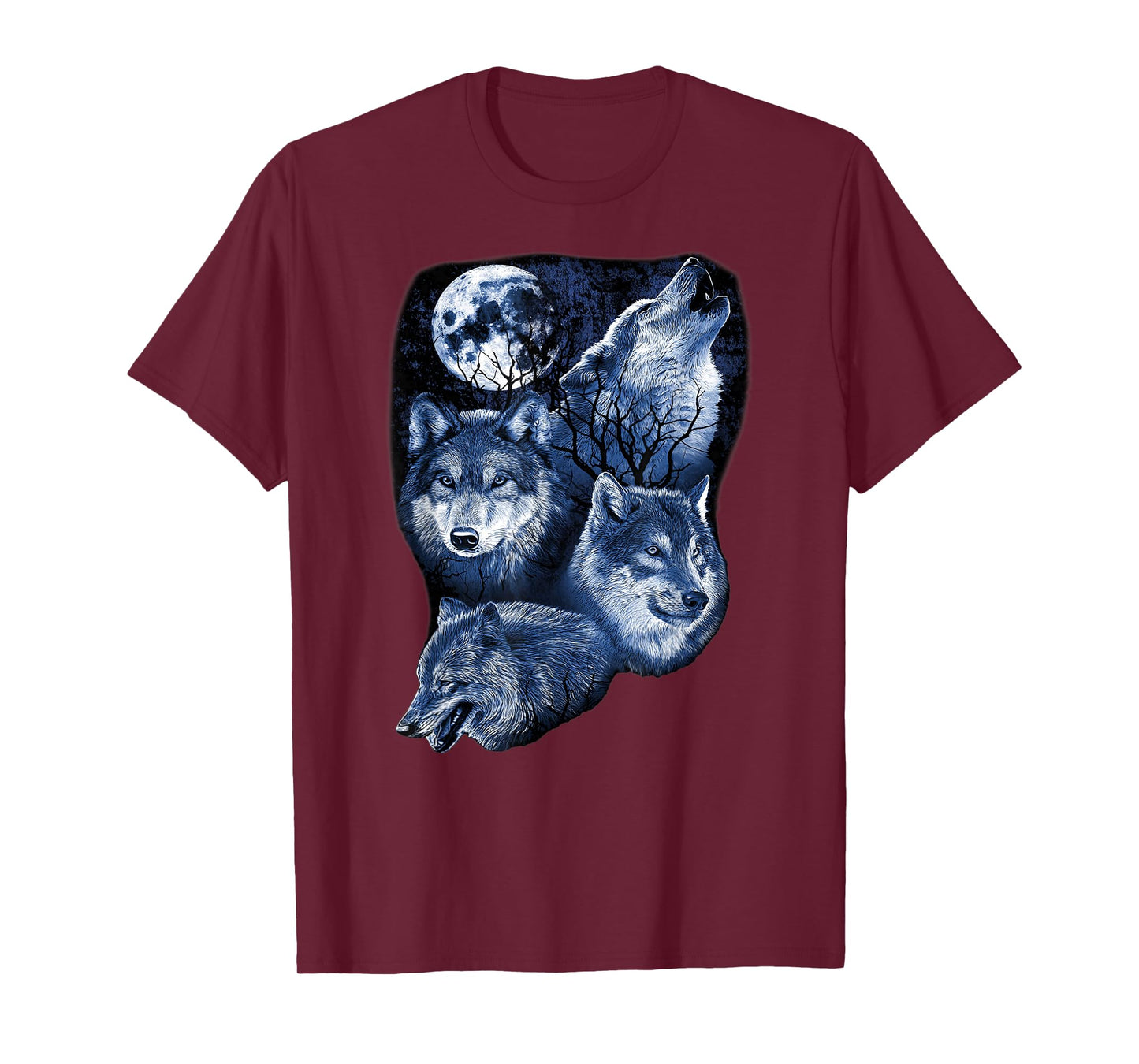 Four Wolfs Howling At The Moon Wolf Lover T-Shirt