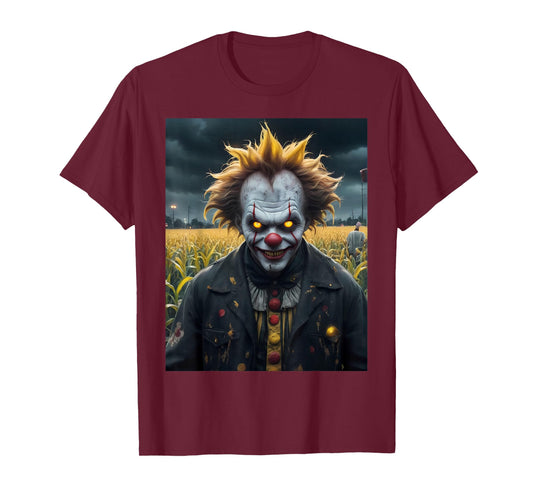 evil clown a corn field monster dark horror scary spooky T-Shirt