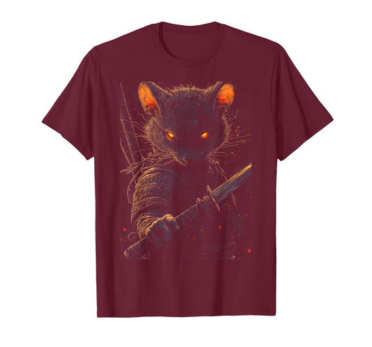 Samurai Mouse Japanese Warrior with Katana Sword T-Shirt