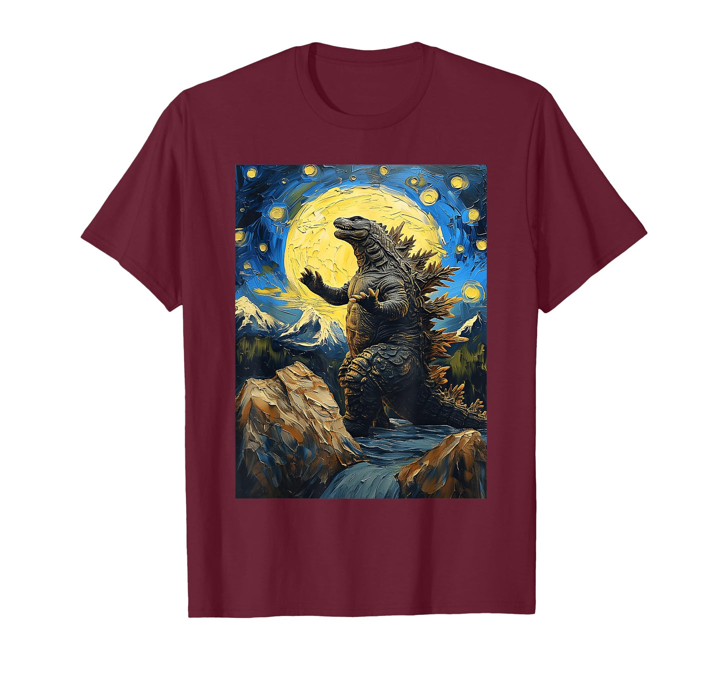 Japanese Monster Kaiju in Van Gogh Starry Night T-Shirt