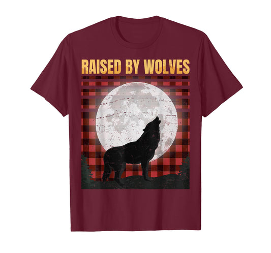 Raised By Wolfes - Red Plaid Woodworking - Vintage - Gift T-Shirt