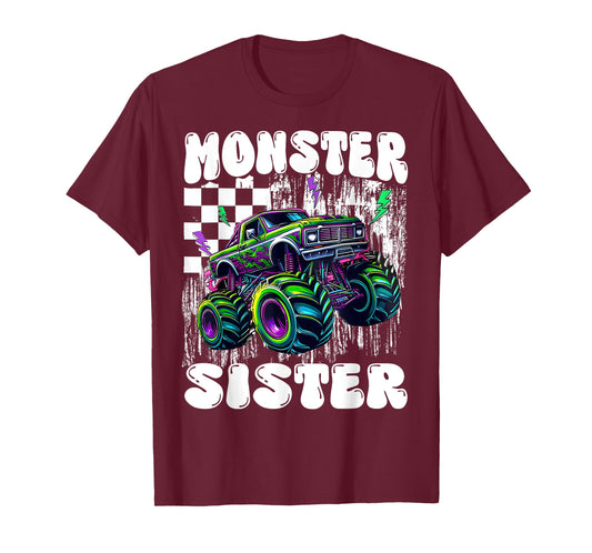 Monster Truck Sister Of Birthday Boy Family Matching Party T-Shirt