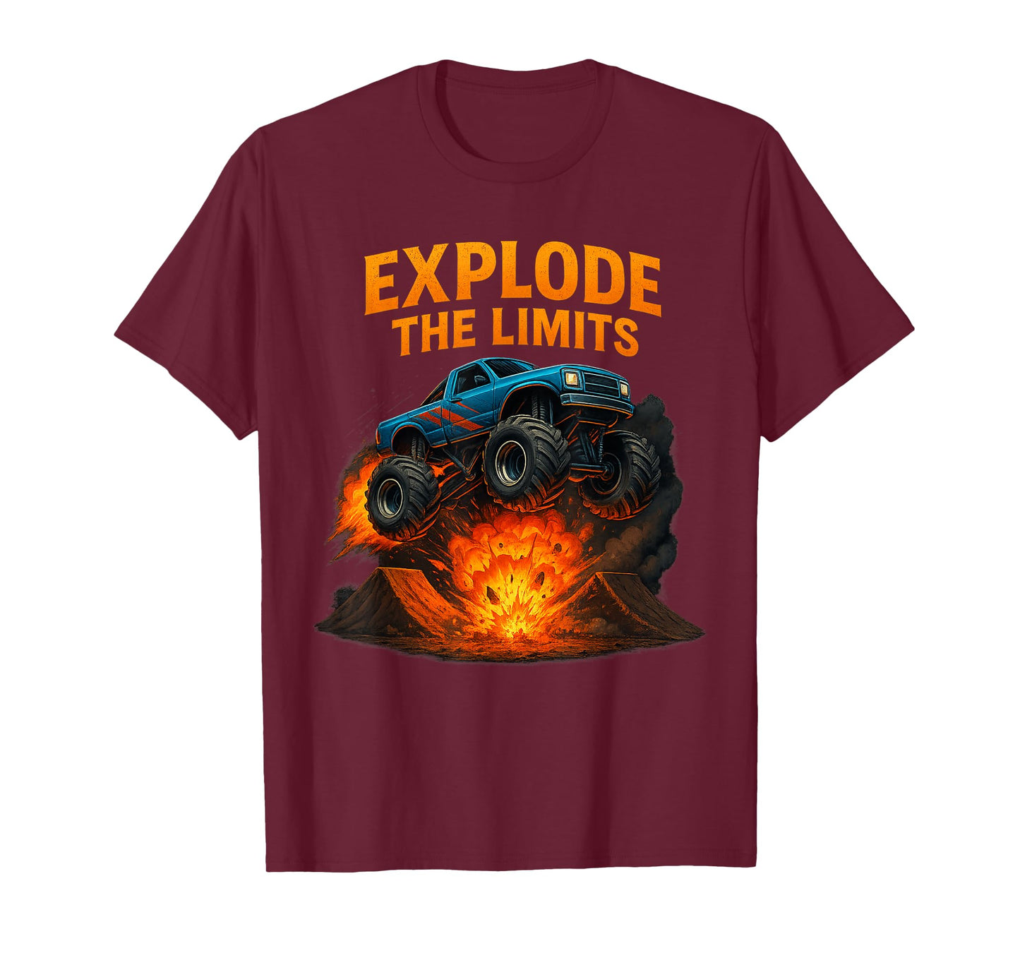 Monster Truck Shirt - Explosion Jumps Ramp Men Boys T-Shirt
