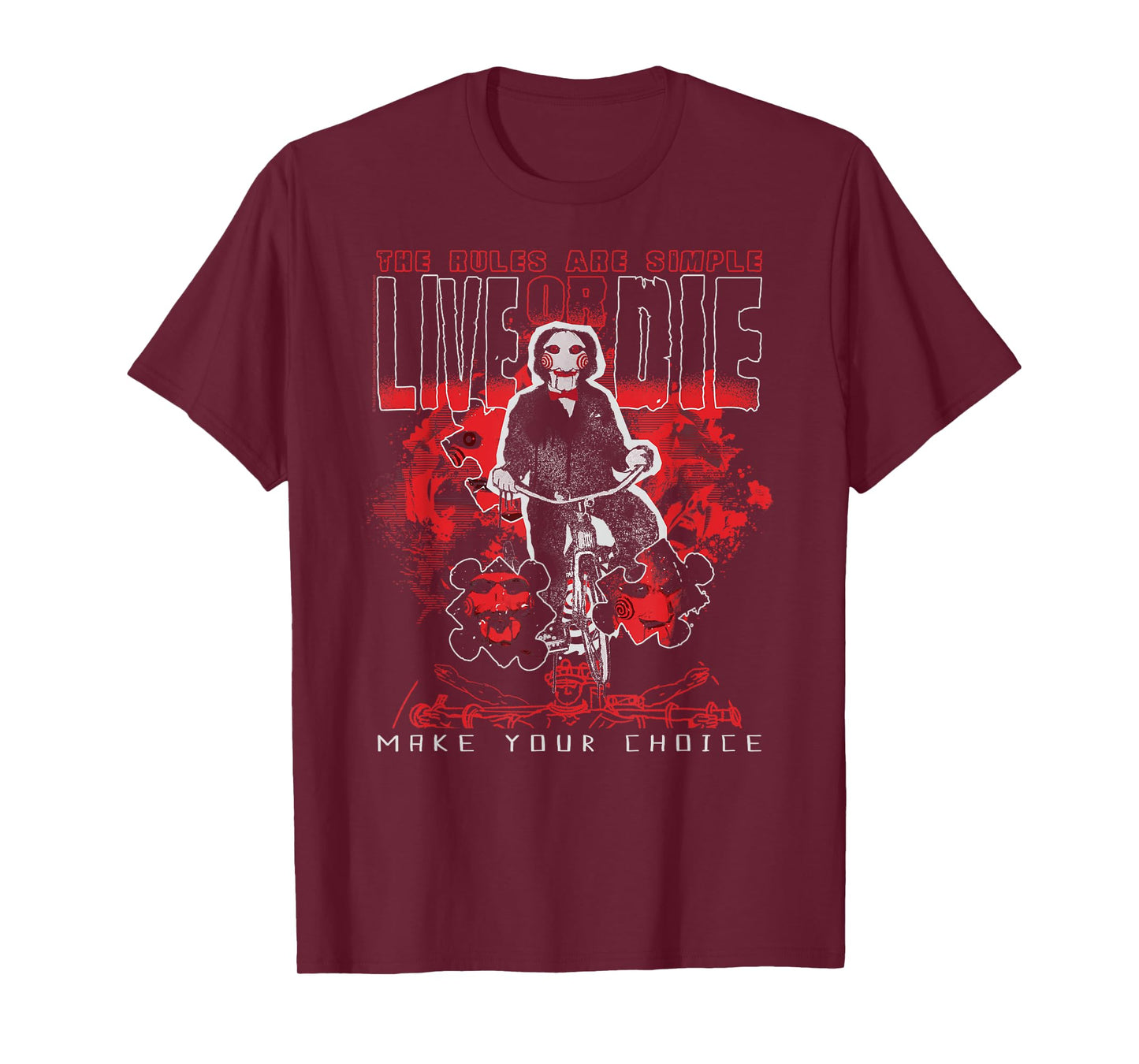 Saw The Rules are Simple Jigsaw Puzzle Pieces Horror Movie T-Shirt