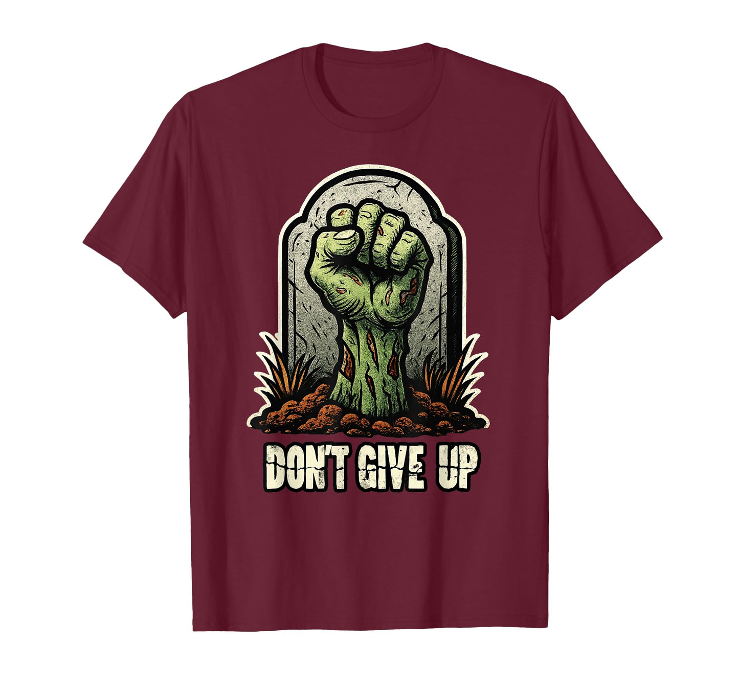 Don't Give Up Zombie Gravestone Solidarity Fist T-Shirt