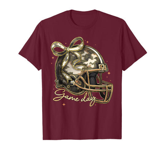 Camo Football Helmet Camouflage Game Day Touchdown Season T-Shirt