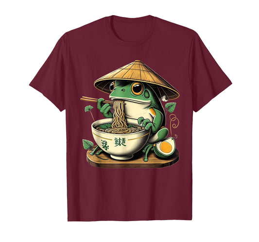Frog Eating Ramen Kawaii Japanese Noodles T-Shirt