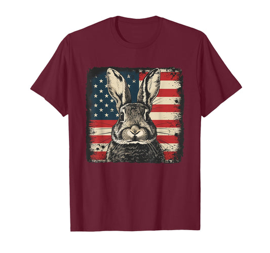 Patriotic Red White Blue Cute Bunny Tee Independence Day T-Shirt