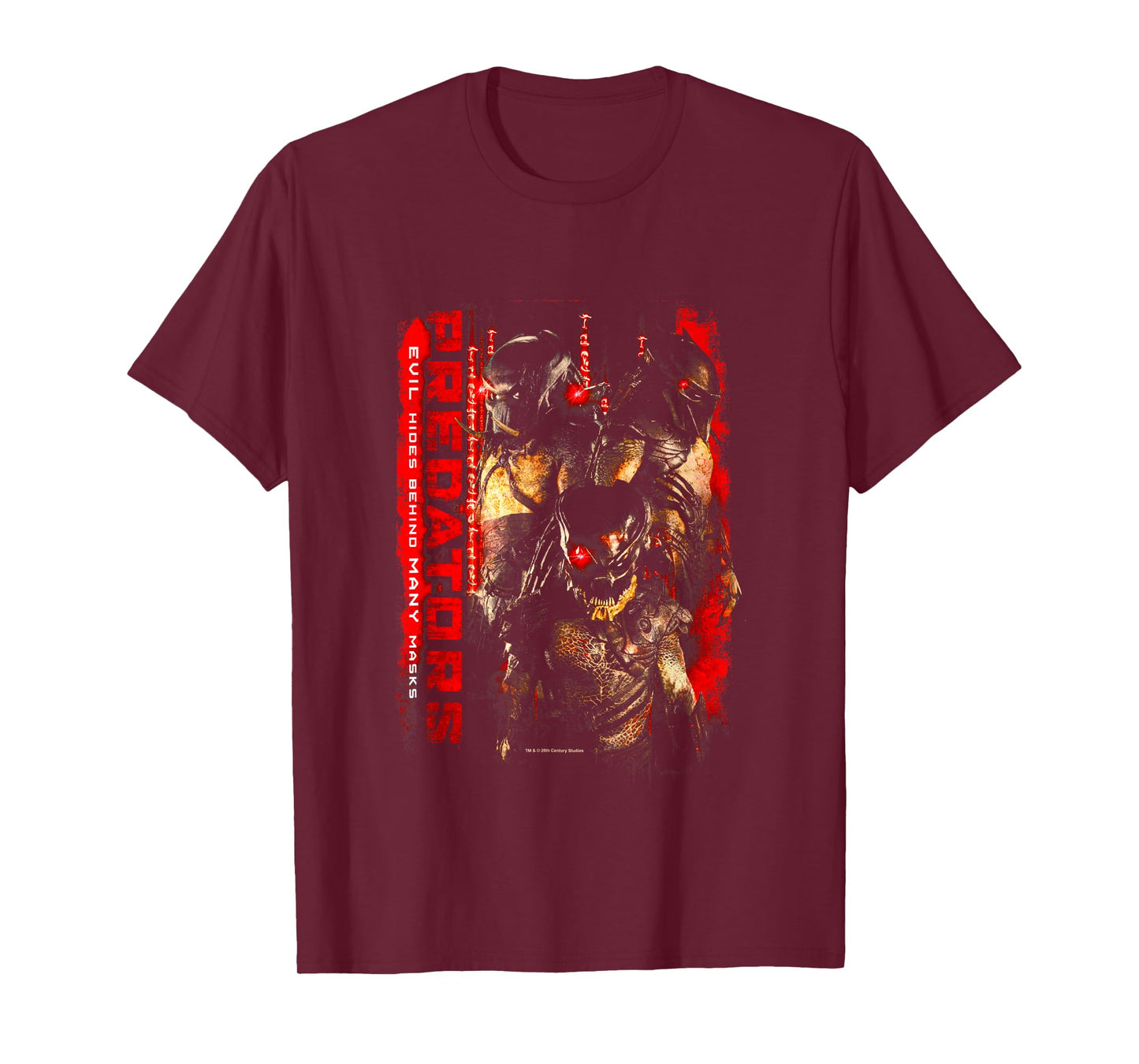 Aliens Iconic Predators Evil Hides Behind Many Mask Poster T-Shirt
