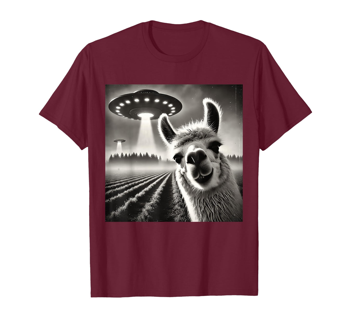 Funny Llama Alpaca Selfie UFOs T-Shirt
