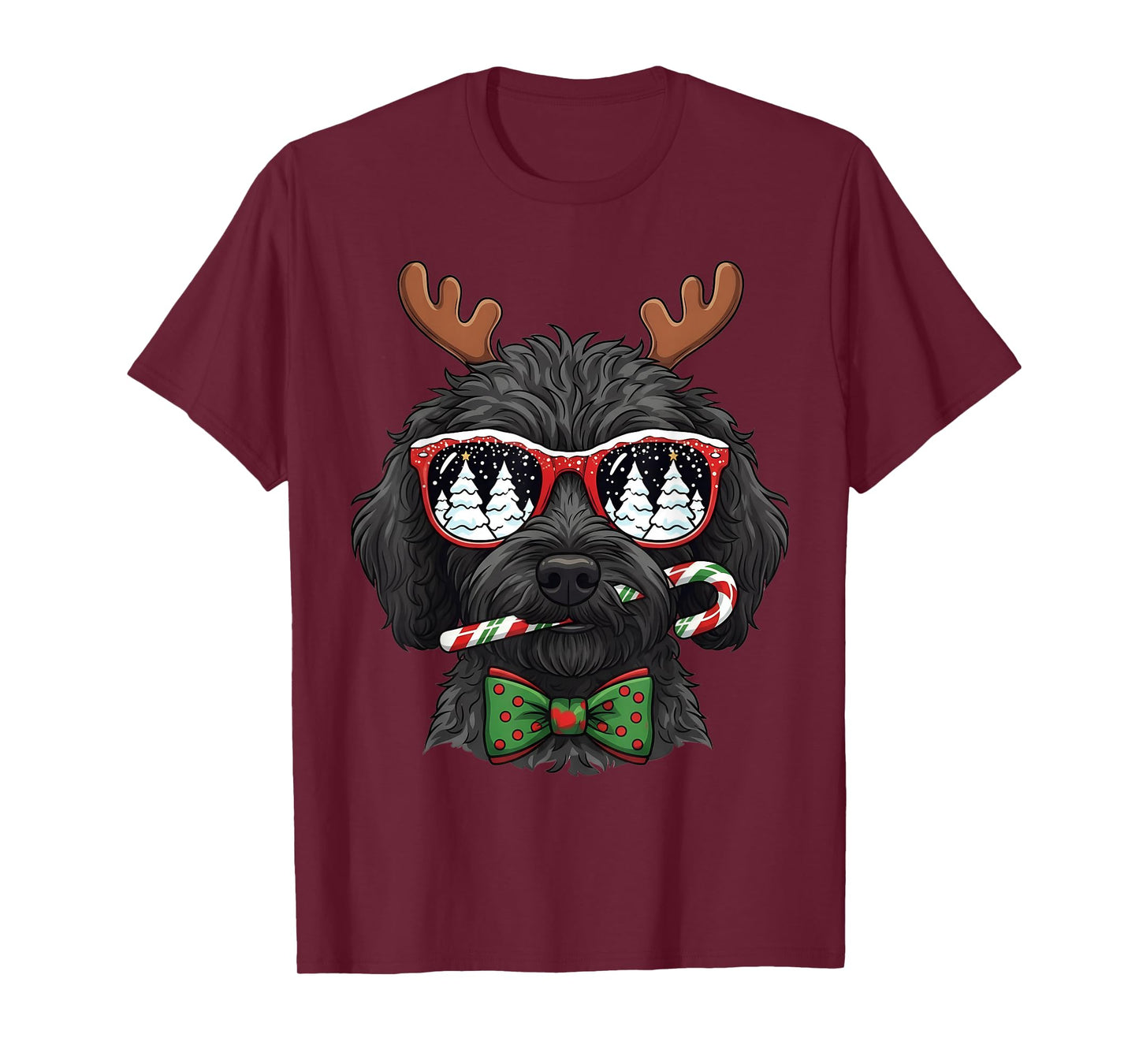 Black Doodle Christmas Reindeer Holiday Dog Lover Xmas T-Shirt