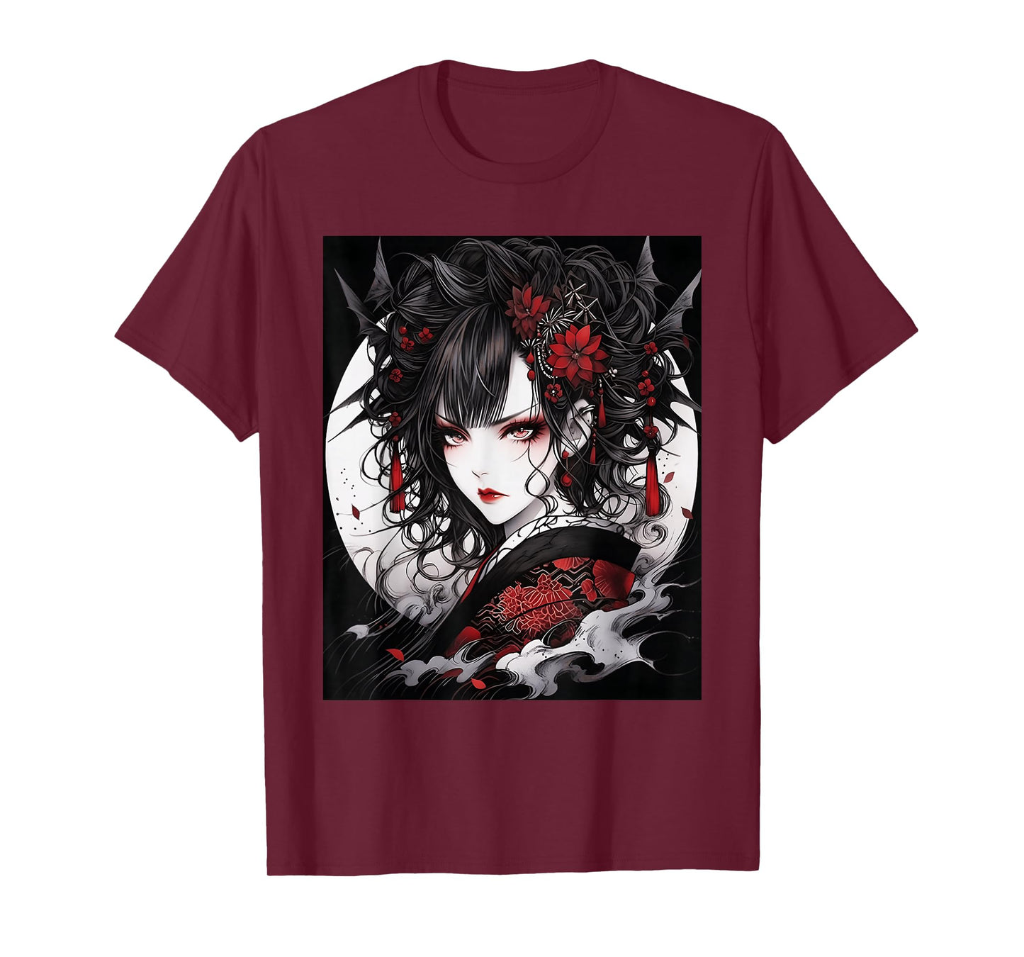 Enigmatic Enchantress: Japanese Gothic Girl Graphic Design T-Shirt