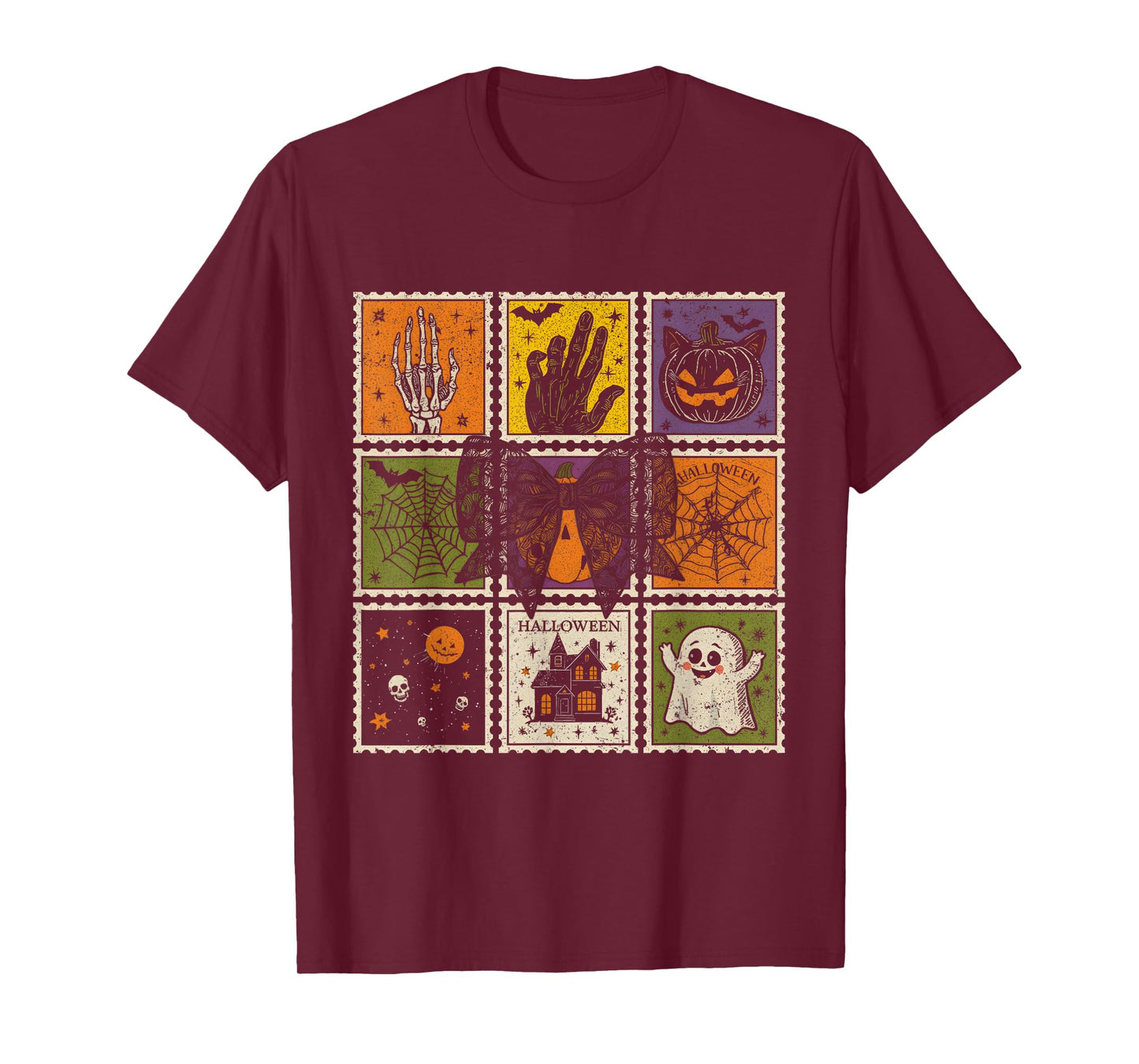 Vintage Halloween Stamps Spooky Cute Retro Design T-Shirt