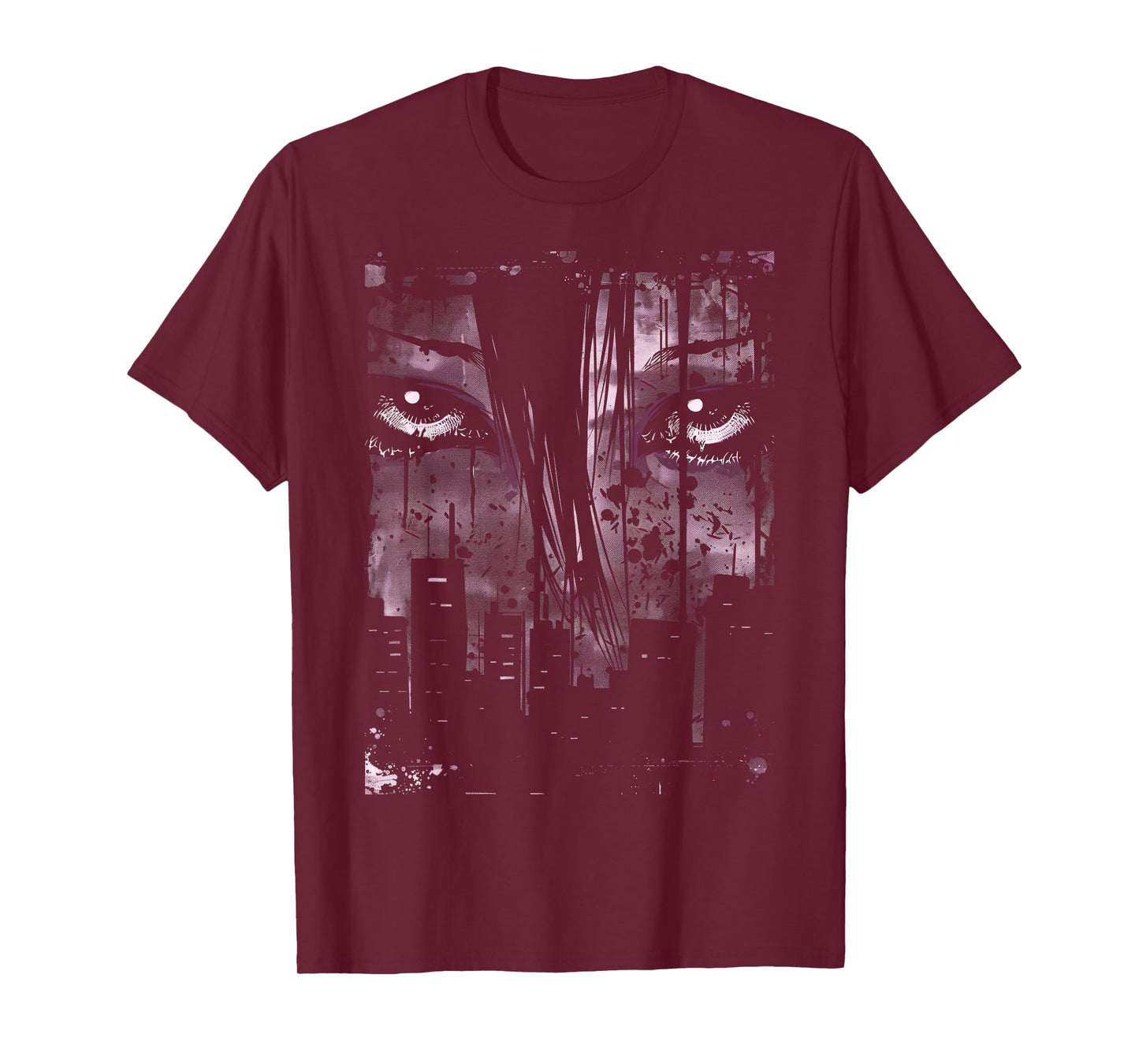 Anime Japanese Goth Cyberpunk City Sad T-Shirt