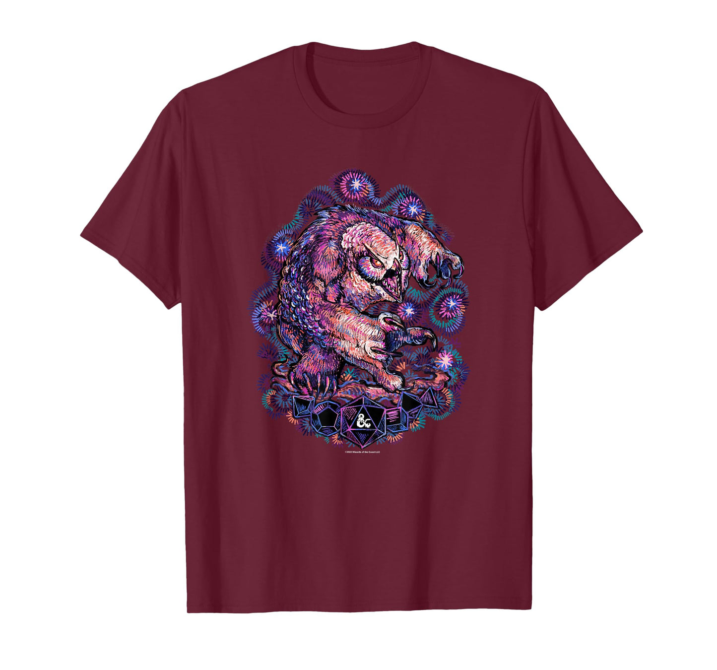 Dungeons & Dragons Starry Night Owlbear Painted Neon Logo T-Shirt