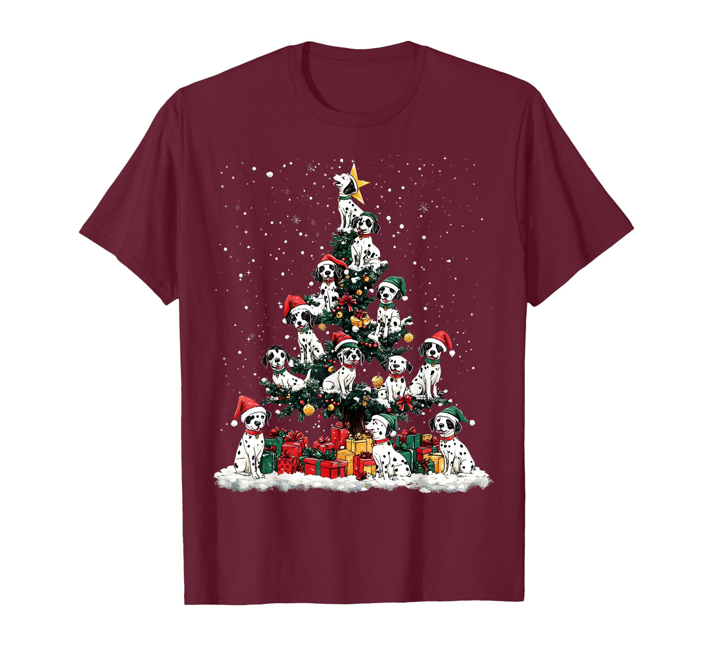 Dalmatian Christmas Tree Dog Santa Xmas Merry Dogmas Men Women Kids T-Shirt