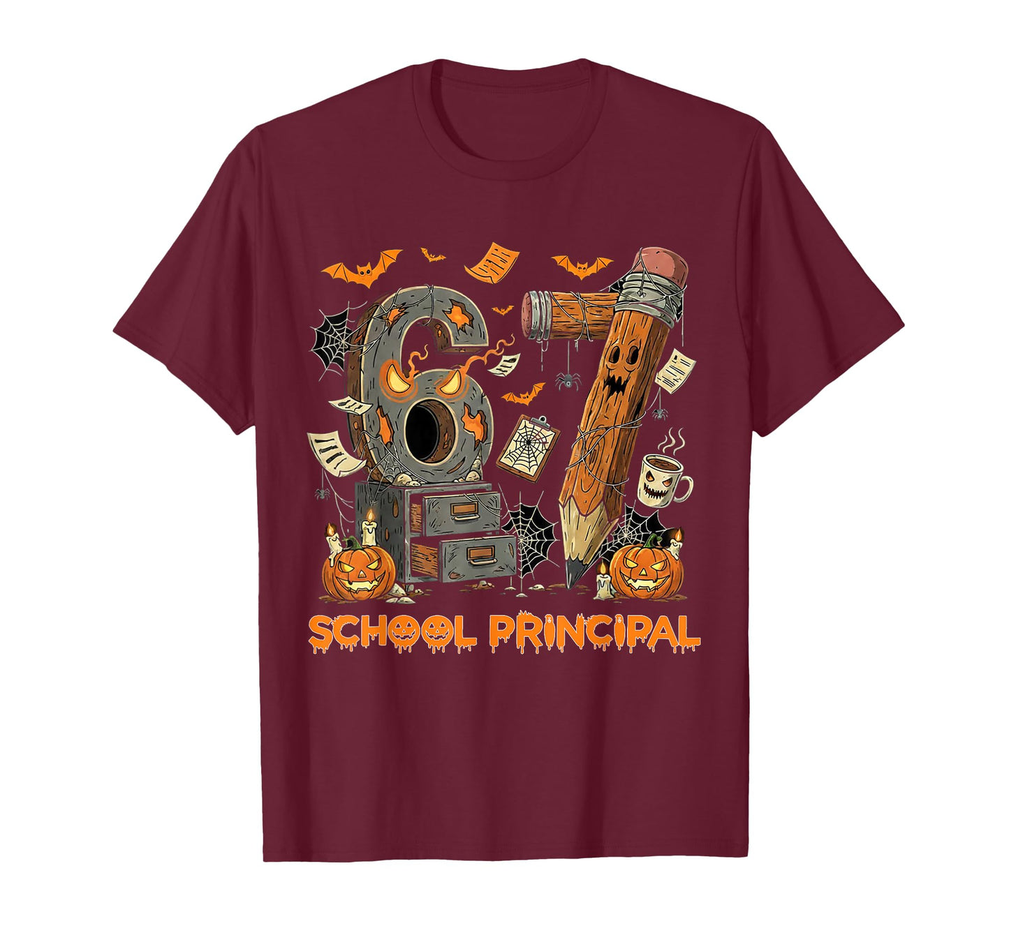 67 School Principal Halloween Spooky Pumpkin for Men Women T-Shirt