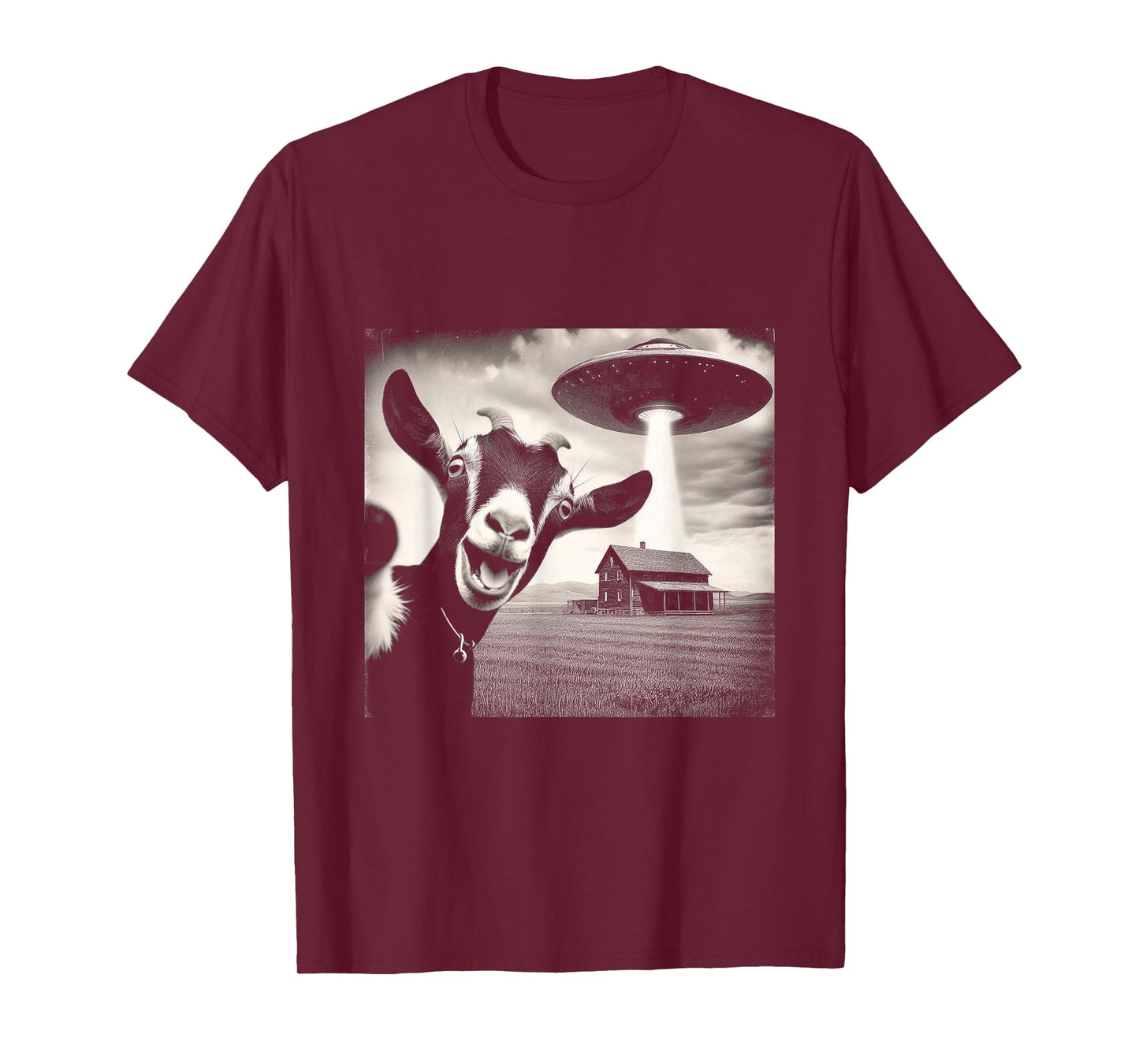 Alien Goat Selfie with UFO T-Shirt