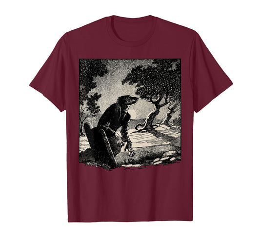 Cemetery Halloween Monster Vintage Horror Movie Werewolf T-Shirt
