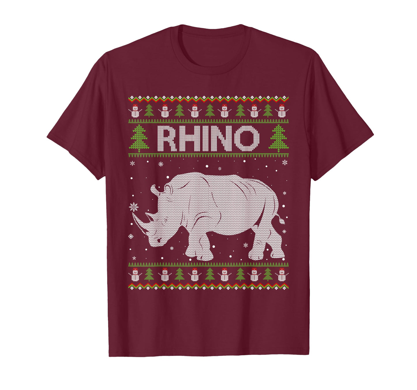 Rhino Santa Hat Funny Ugly Christmas Sweaters Pajamas T-Shirt