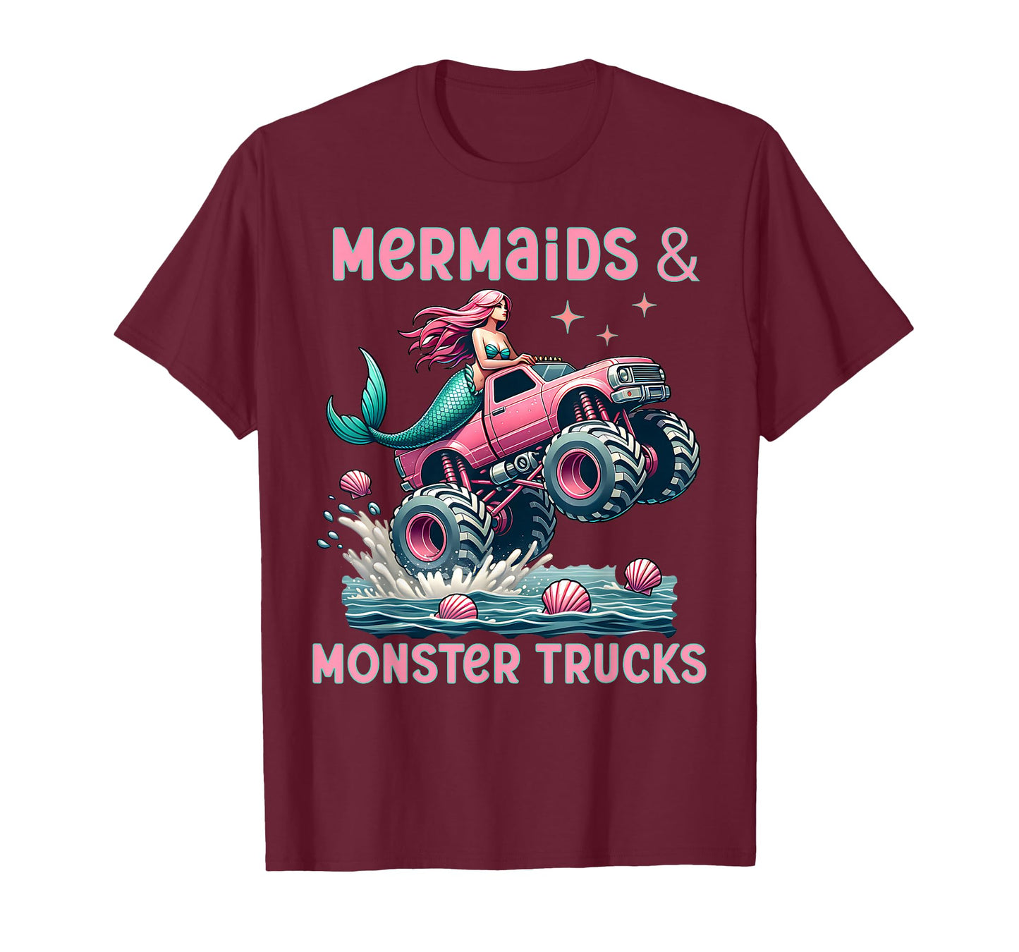 Mermaids And Monster Trucks Girls Monster Truck Show Party T-Shirt