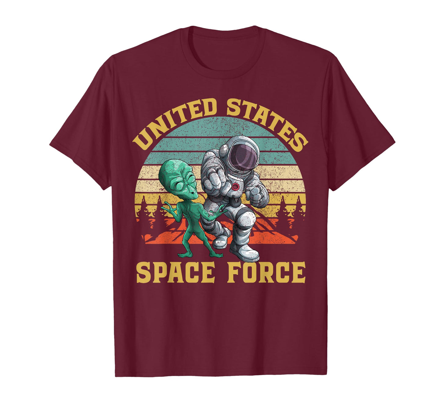 Retro US Space Force Graphic Vintage Sunset Alien Punch Gift T-Shirt