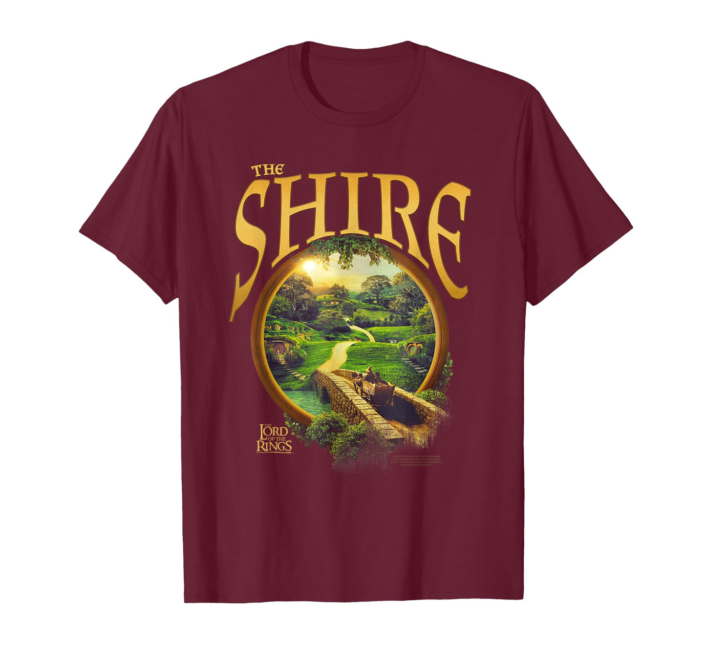 Lord of The Rings The Shire Round Gold Illustration Movie T-Shirt