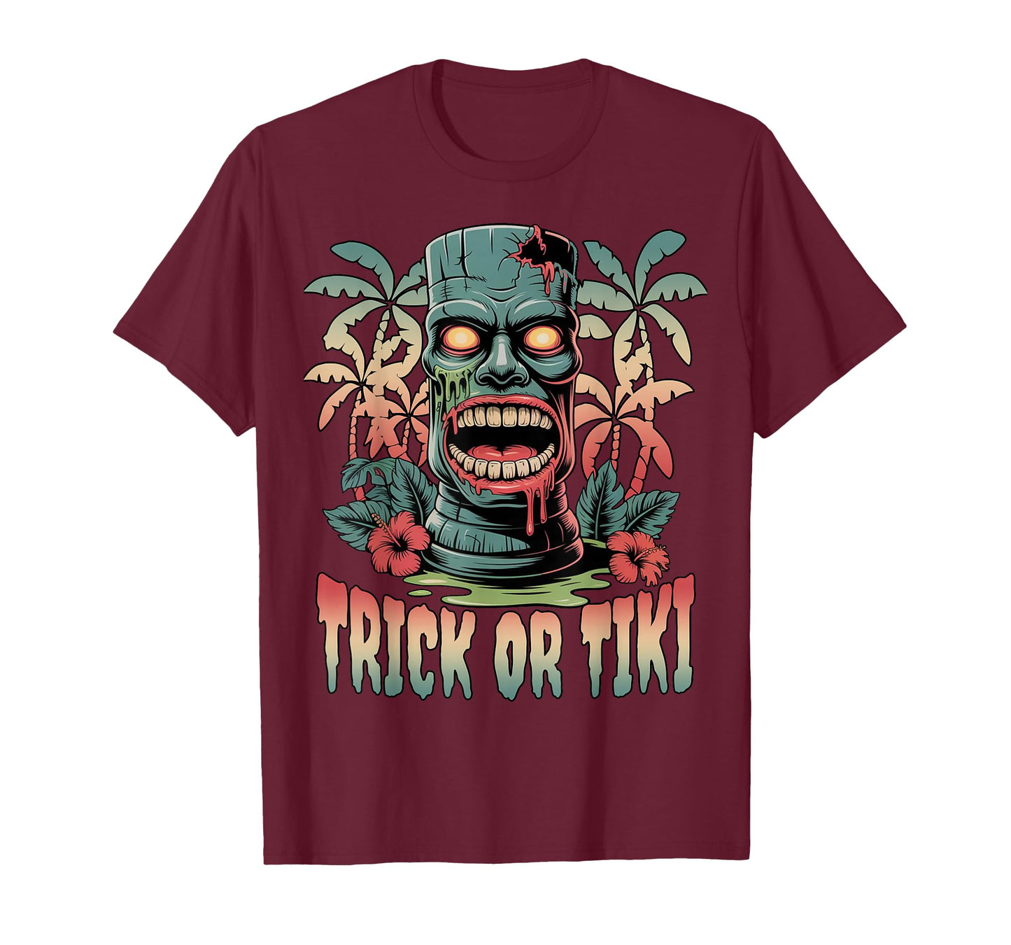 Halloween Trick or Tiki Zombie Tropical Luau Hawaii Aloha T-Shirt