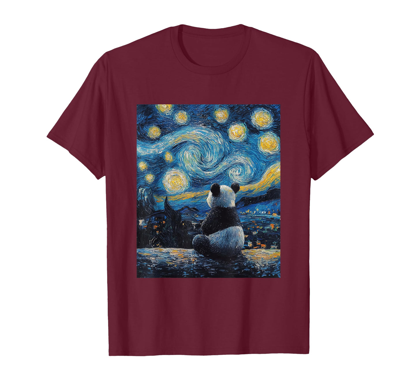 Cute Panda Bear - Van Gogh Style - Starry Night Graphic T-Shirt
