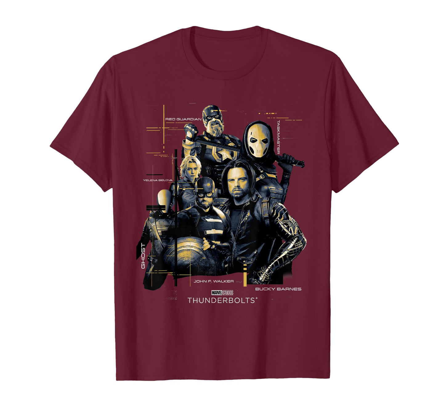 Marvel Thunderbolts Schematics Vintage Group Shot T-Shirt
