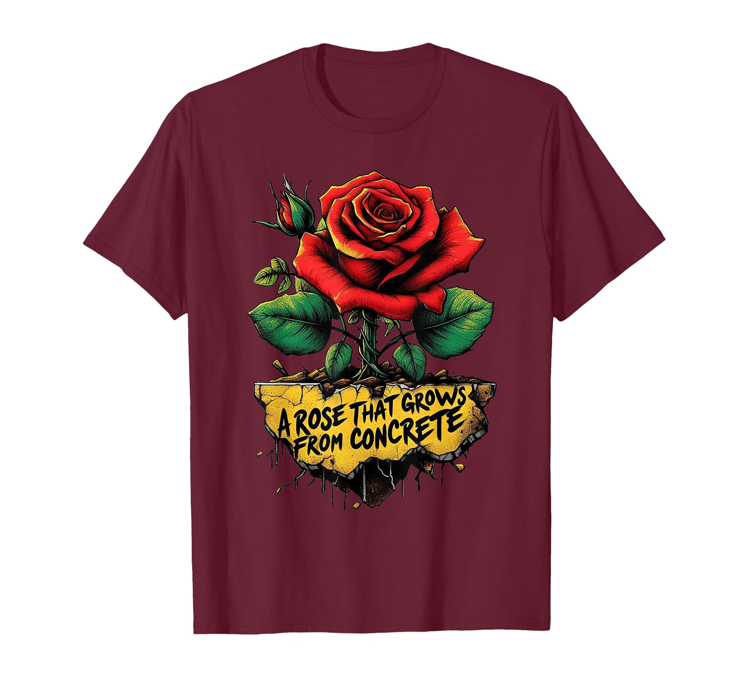 A Growing Rose Street Art Concrete Tattoo T-Shirt