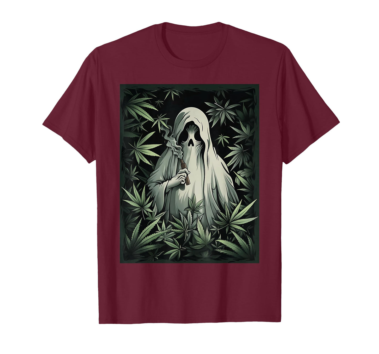 Halloween Ghost Smoking Weed 420 Stoner Cannabis Marijuana T-Shirt