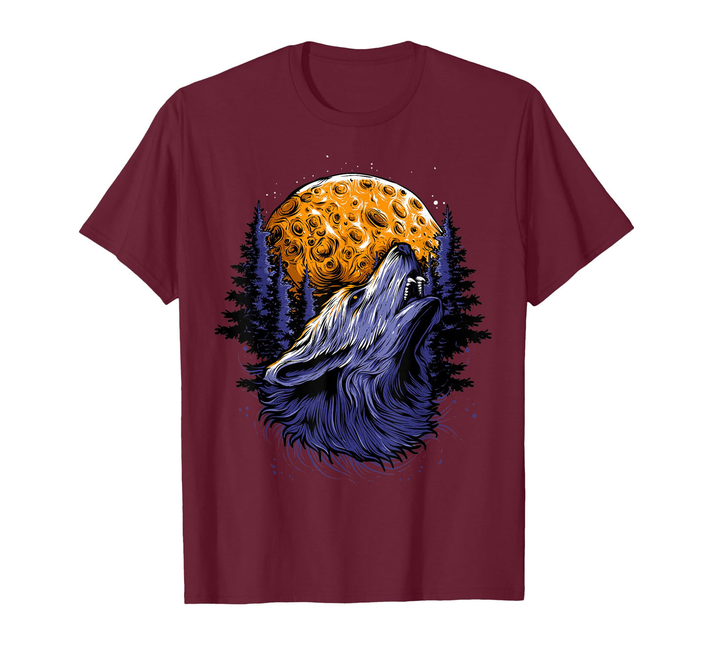 Wolf Howling At Moon Shirt for Girls and Women Vintage T-Shirt