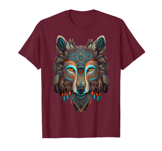 Azteca Wolf Traditional Mexican Art Ancient Aztec Mexico T-Shirt