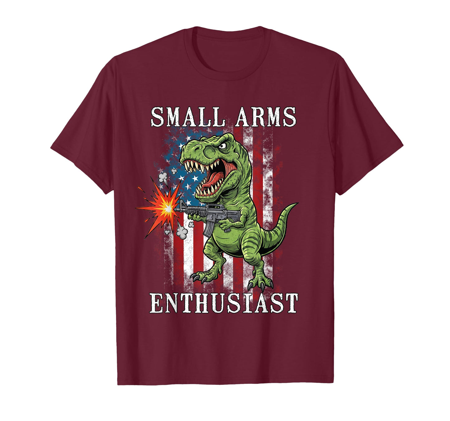Small Arms Enthusiast Funny T-rex with Machine Gun USA Flag T-Shirt