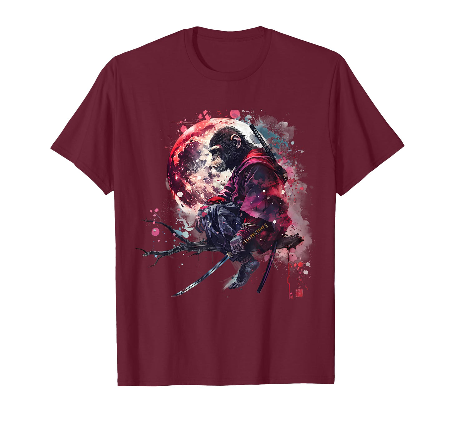 Samurai Monkey Japanese Ninja Monkey Anime Japanese Warrior T-Shirt