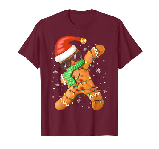 Funny Christmas Boys Kids Dabbing Gingerbread Xmas Pajamas T-Shirt