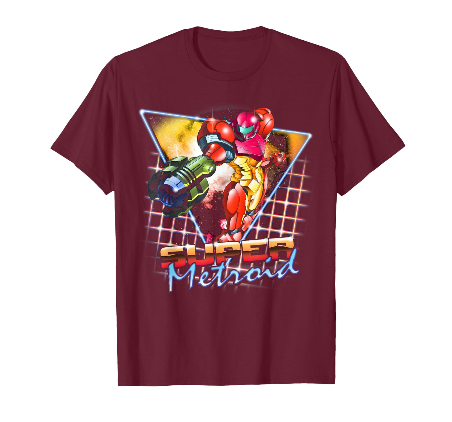 Nintendo Super Metroid Samus Grid Neon Chrome Poster T-Shirt