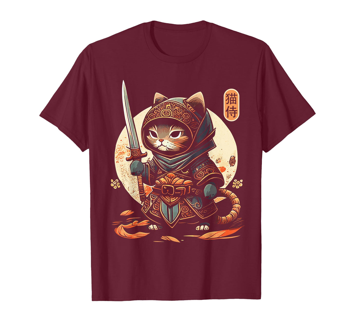 Japanese Samurai Cat Tattoo Kawaii Ninja Cat T-Shirt