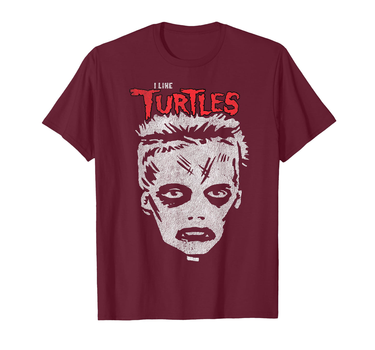 I Like Turtles Zombie Boy Skull Face T-Shirt