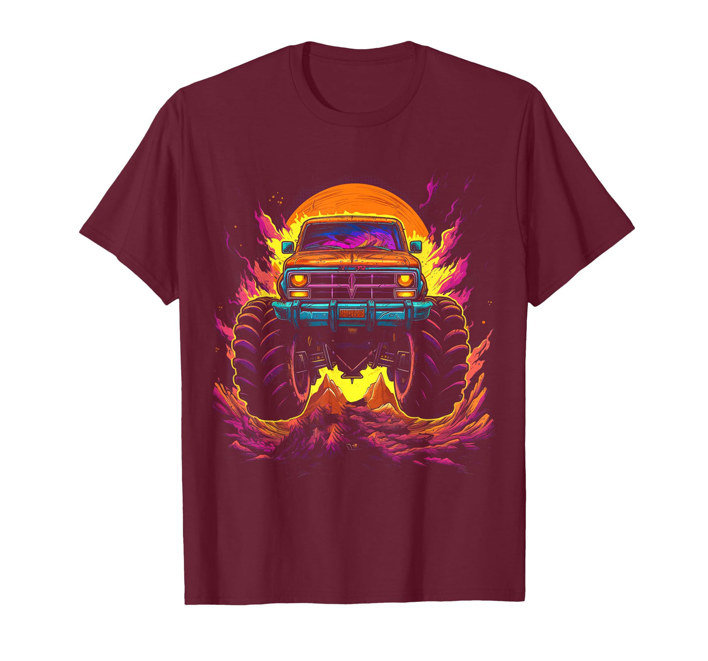 Retro Vintage Monster Truck Retro Sunset Monster Truck Boys T-Shirt
