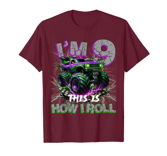 Im 9 Years Olds Monster Truck 9th Birthday Boy Gifts Outfit T-Shirt