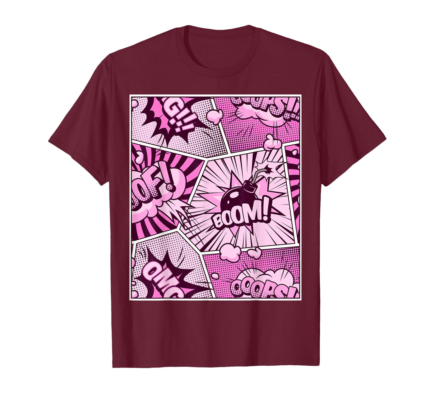 Comic Book Pink Color Graphic T-Shirt