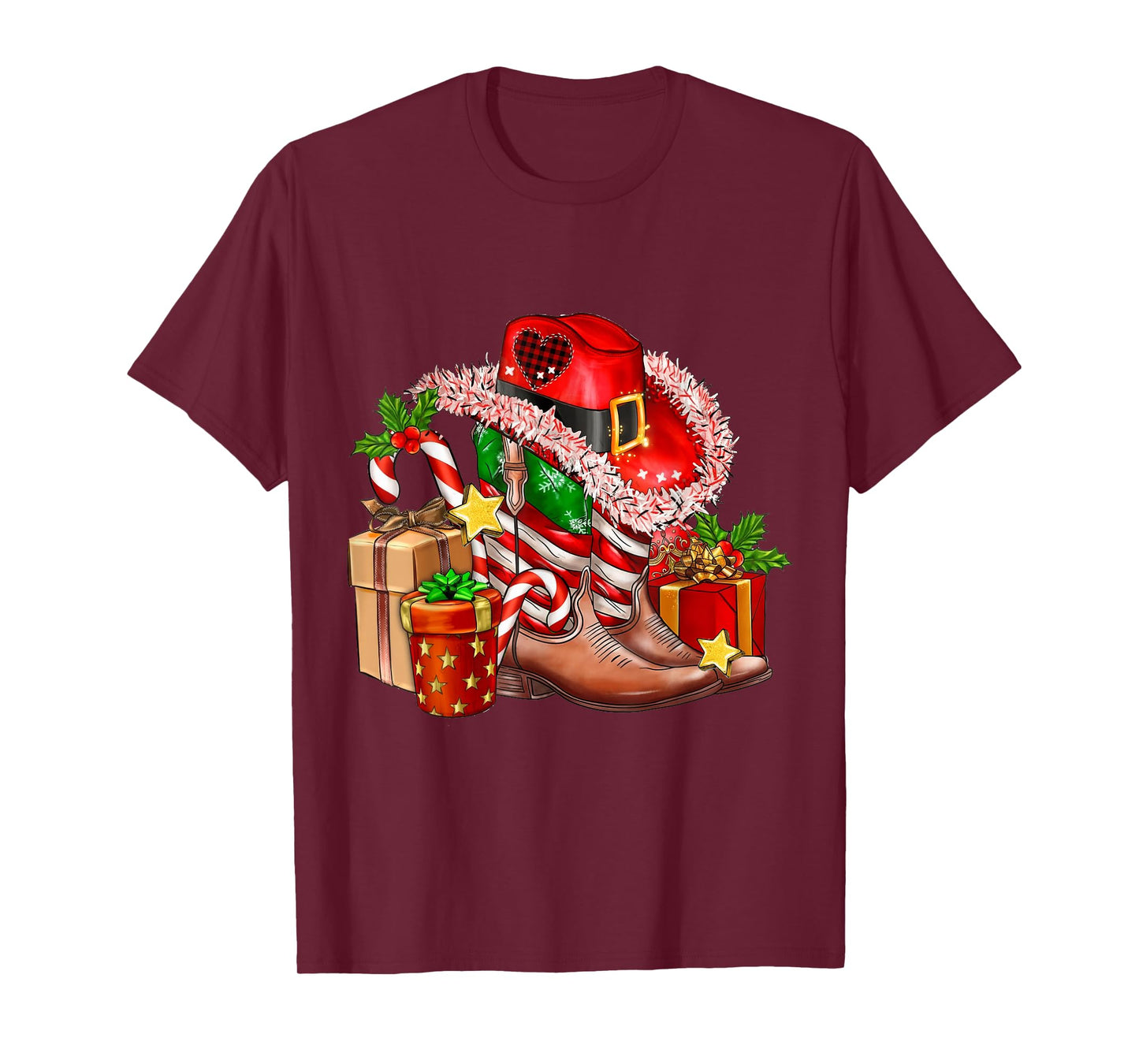 Merry Christmas Y'all Western Country Cowboy Boots T-Shirt