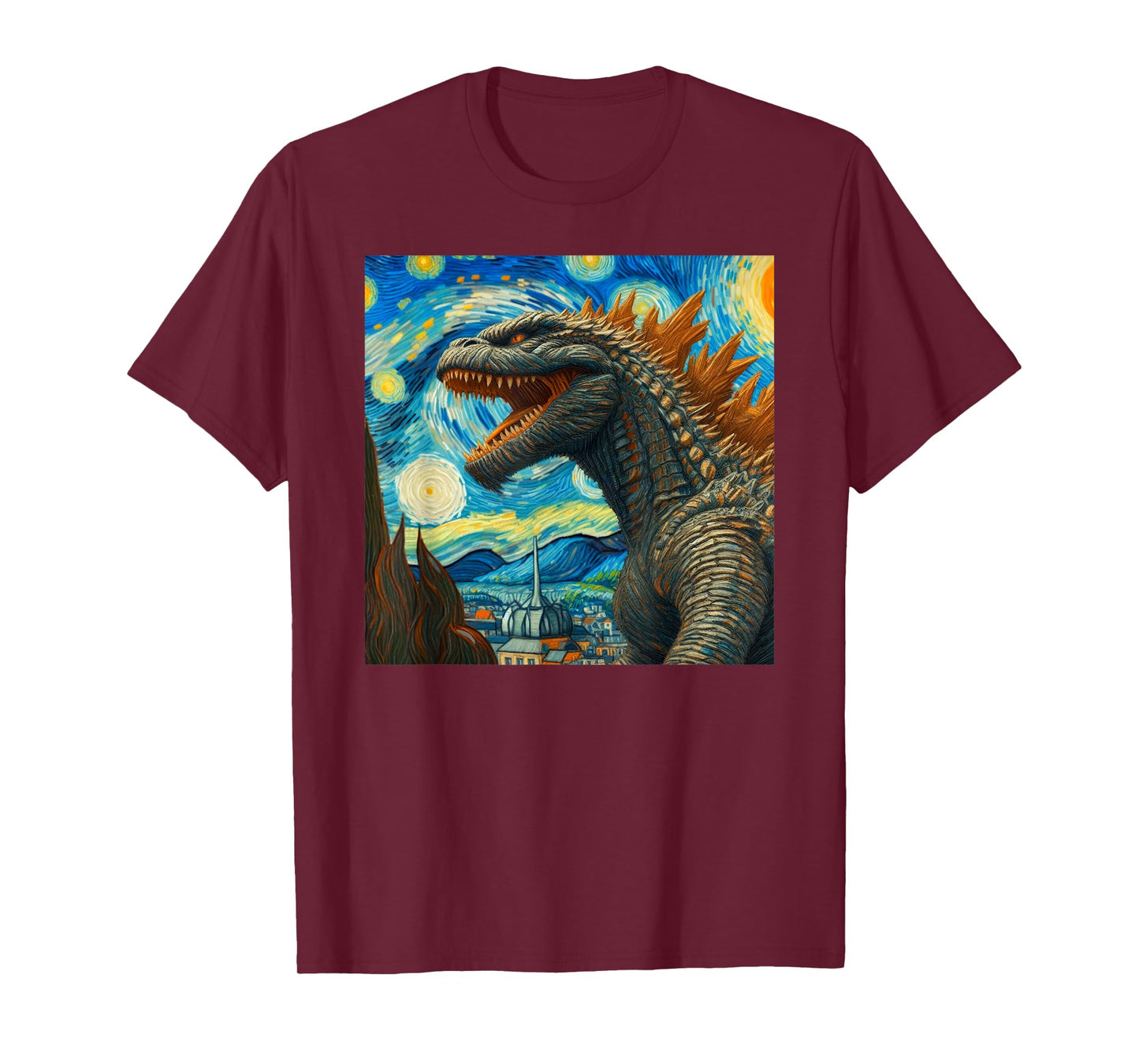 Vintage Japanese Monster Kaiju Van Gogh Starry Night T-Shirt